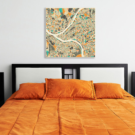 Abstract City Map Of Pittsburgh (18"W x 18"H x 0.75"D)