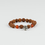 Red Agate Rudraksha Beads Bracelet // Tibetan Silver Jewelry