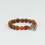 Red Agate Rudraksha Beads Bracelet // Tibetan Silver Jewelry