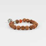 Red Agate Rudraksha Beads Bracelet // Tibetan Silver Jewelry