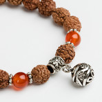 Red Agate Rudraksha Beads Bracelet // Tibetan Silver Jewelry