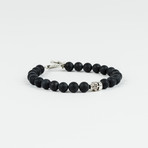 Black Agate // Skull Bead Bracelet // Toggle Clasp