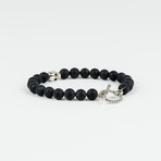 Black Agate // Skull Bead Bracelet // Toggle Clasp