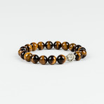 Tiger Eyes Beads // Silver Plated Buddha