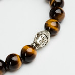 Tiger Eyes Beads // Silver Plated Buddha