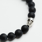 Black Agate // Skull Bead Bracelet // Toggle Clasp