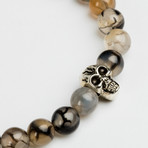 Gray Strip Agate // Silver Plated Skull + Insert