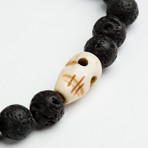 Jean Claude Jewelry // Lava + Bone Skull + Jade Beaded Bracelet // Black + Yellow