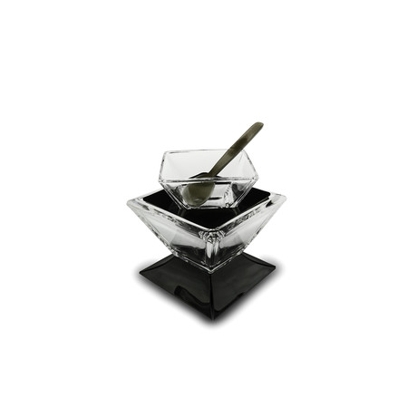 Lugano Carbon Plated Caviar Service + Spoon (Small)