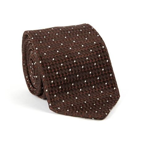 Tom Ford // Beaded White Dot Braided Silk Tie // Brown (Brown)