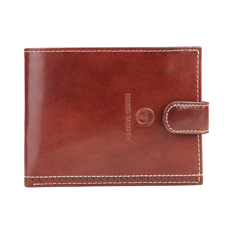 Stitched Flap Leather Wallet // Burgundy