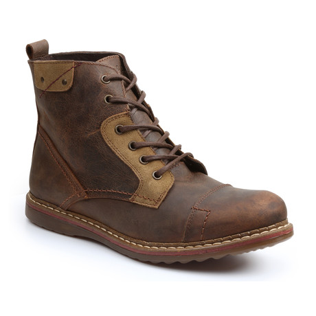 Fane 6-Eye Captoe Boot // Brown + Yellow (US: 7)