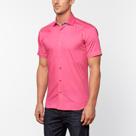 Pepe Short-Sleeve Button-Up // Saturated Fuchsia (S)