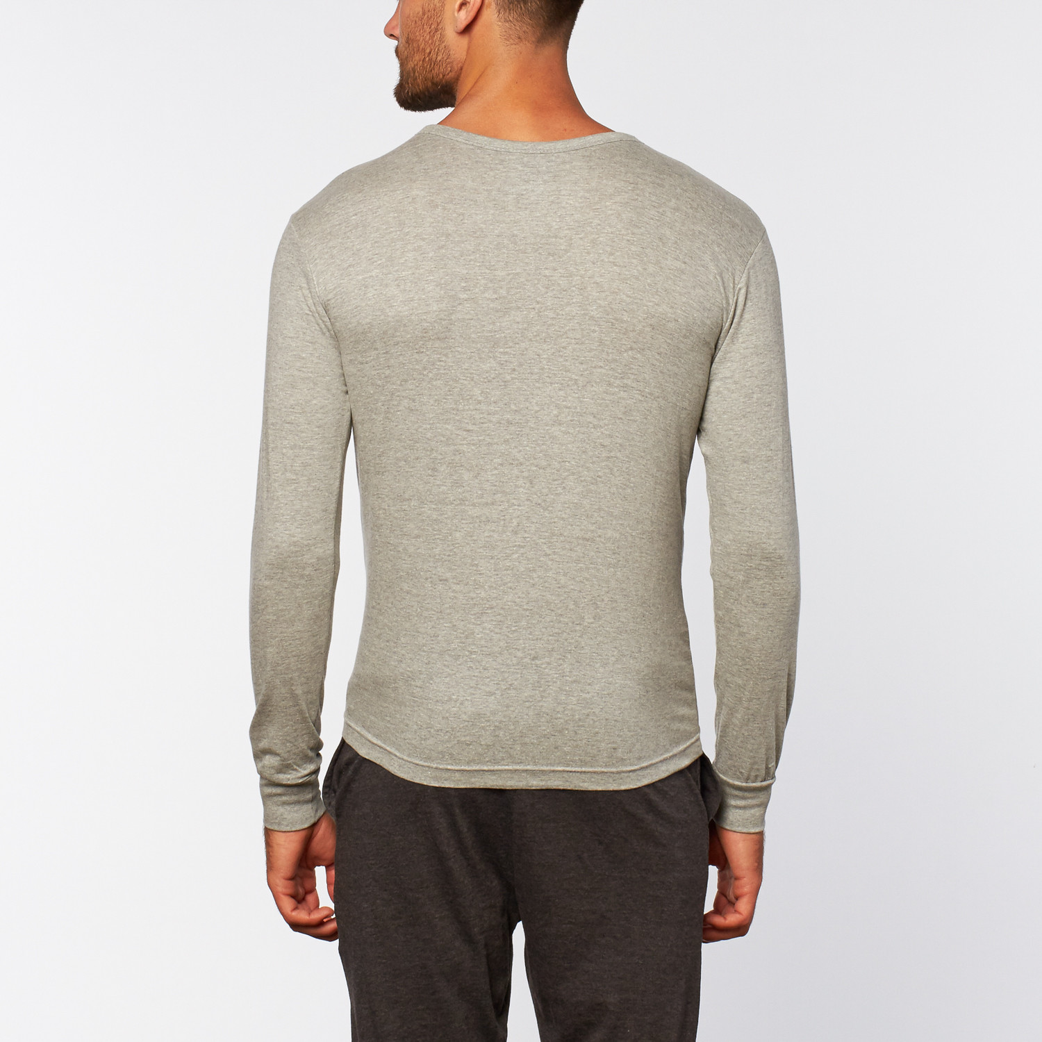 LongSleeve Jersey Henley // Light Heather Grey (S) Bottoms Out