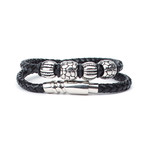 Maltya Beaded Leather Wrap Bracelet // Black