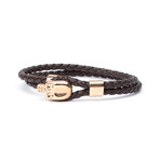 Belen Skull Woven Leather Cord Bracelet // Dark Brown