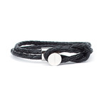 Sorgun Woven Leather Cord Bracelet // Black