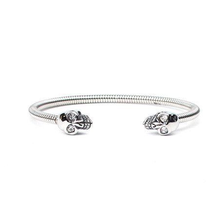 Erdek Dueling Skulls Stainless Steel Bracelet // Silver