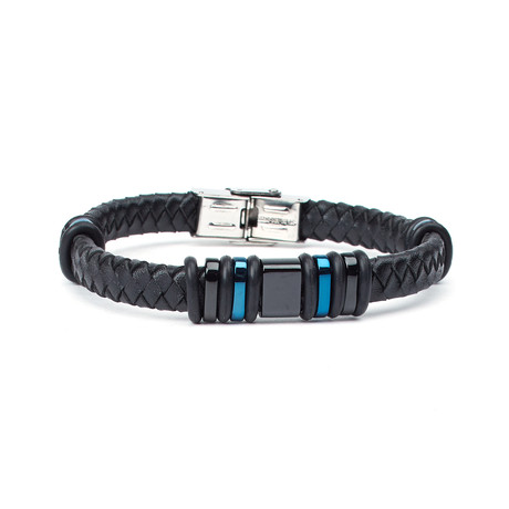 Besni Braided Leather Cord Bracelet // Black