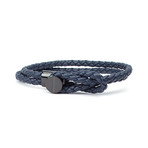 Bartin Woven Leather Cord Bracelet // Navy