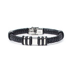 Tire Braided Leather Cord Bracelet // Black