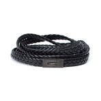 Nazilli Braided Leather Wrap Bracelet // Black