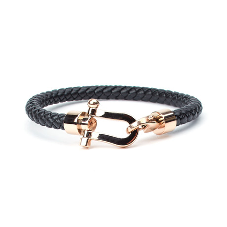 Darica Woven Leather Cord Bracelet // Black