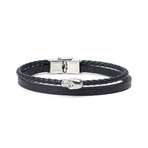 Trabzon Skull Leather Cord Bracelet // Black