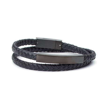 Erzurum Woven Leather Wrap Bracelet // Black