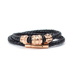 Denizli Beaded Leather Wrap Bracelet // Black