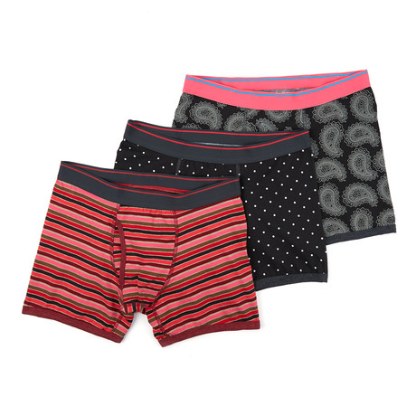 Boxer Briefs // Black + Grey + Red // Pack of 3 (S)