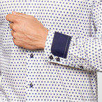 Dolce Guava // Dotted Button-Up // White + Blue (L)