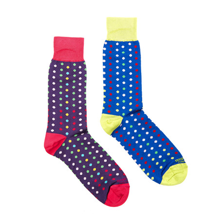Dress Socks // Blue + Purple Dot // Pack of 2
