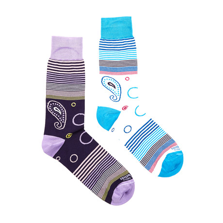 Dress Socks // Multi Paisley Stripe // Pack of 2