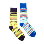 Dress Socks // Light Blue + Yellow Multi Stripe // Pack of 2