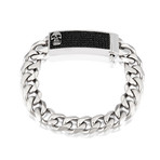 Stainless Steel Chain Bracelet // Black + Silver // 16mm