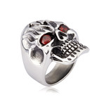 Crucible Men's Outlaw Skull Biker Ring (Size 8)