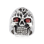 Crucible Men's Outlaw Skull Biker Ring (Size 8)