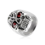 Crucible Men's Outlaw Skull Biker Ring (Size 8)