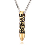 Stainless Steel Skull Bullet Pendant (Gold, Black)