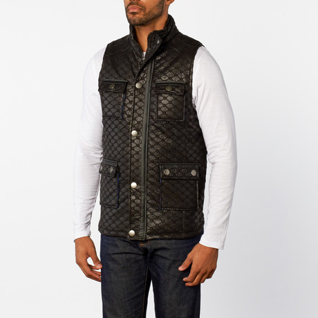 Bicast Leather Vest with Fleece Lining // Black (S)