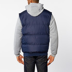 Layered Hoodie Vest // Navy + Grey (S)
