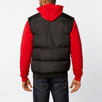 Layered Hoodie Vest // Black + Red (XL)