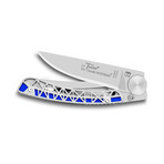 Thiers Liner Lock Pocket Knife // Eiffel Tower Style //Blue