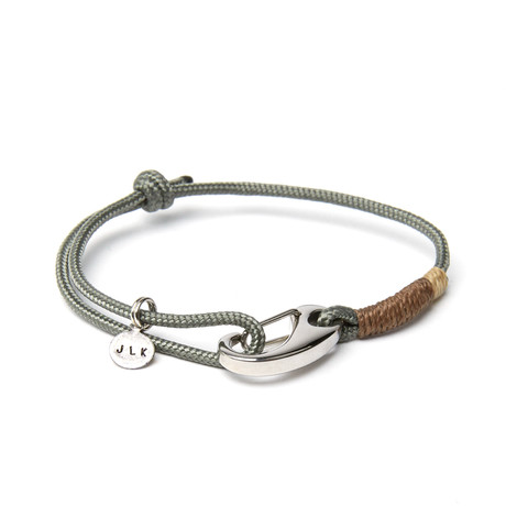 Stainless Steel Egg Hook Adjustable Cuff // Sage + Brown