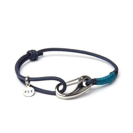 Stainless Steel Egg Hook Adjustable Cuff // Navy + Teal