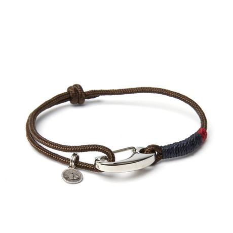 Stainless Steel Egg Hook Adjustable Cuff // Brown + Navy