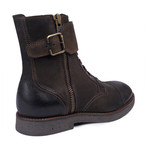 Strap Detailed Lace-Up Boot // Dark Brown (Euro: 43)