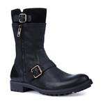 Leather + Suede Double Strap Boot // Black (Euro: 41)