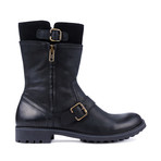 Leather + Suede Double Strap Boot // Black (Euro: 41)